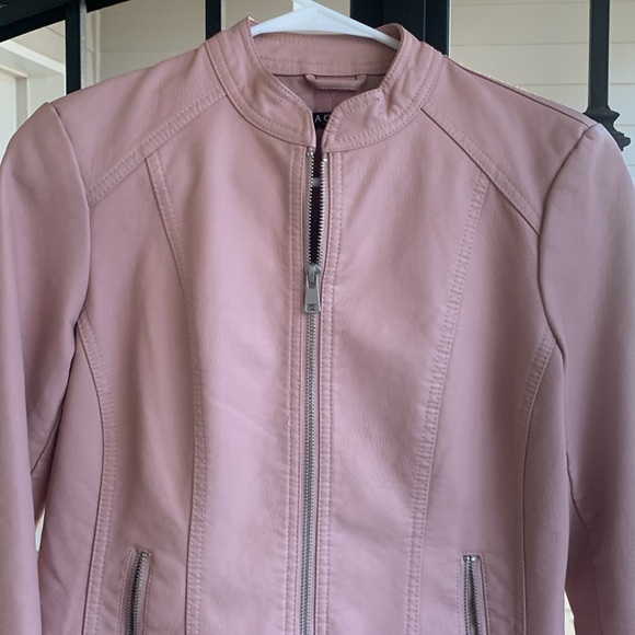 Bacicini Vegan Leather Mauve Blush Pink Jacket Zip Pockets Petite Small EUC - Picture 2 of 8